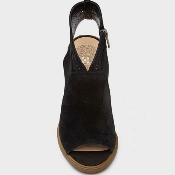 NWT Vince Camuto Koral Block Heeled Peep Toe Suede Bootie BLACK - SIZE 8… - Picture 3 of 9